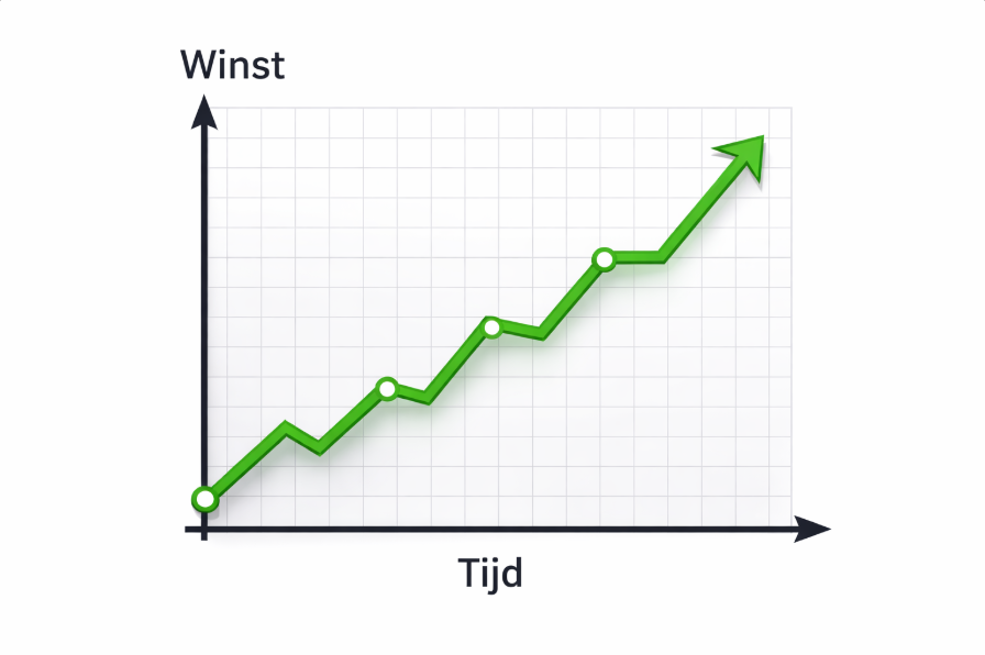 Grafiek: winst groeit over tijd na onze aanpak